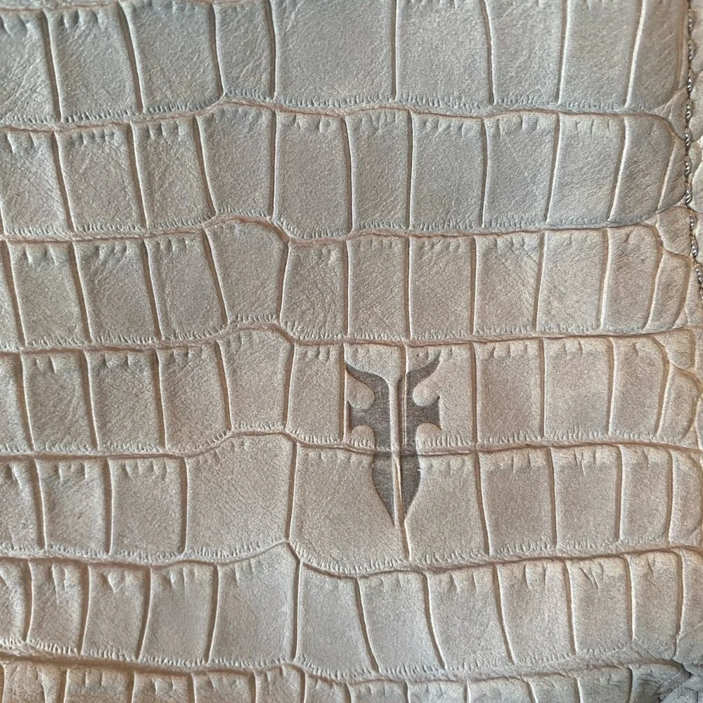Frye Bianca Crocodile Embossed Grey Suede Large Tote Bag
